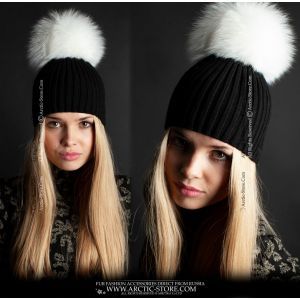 extra large white pom hat - shadow fox bobble hat